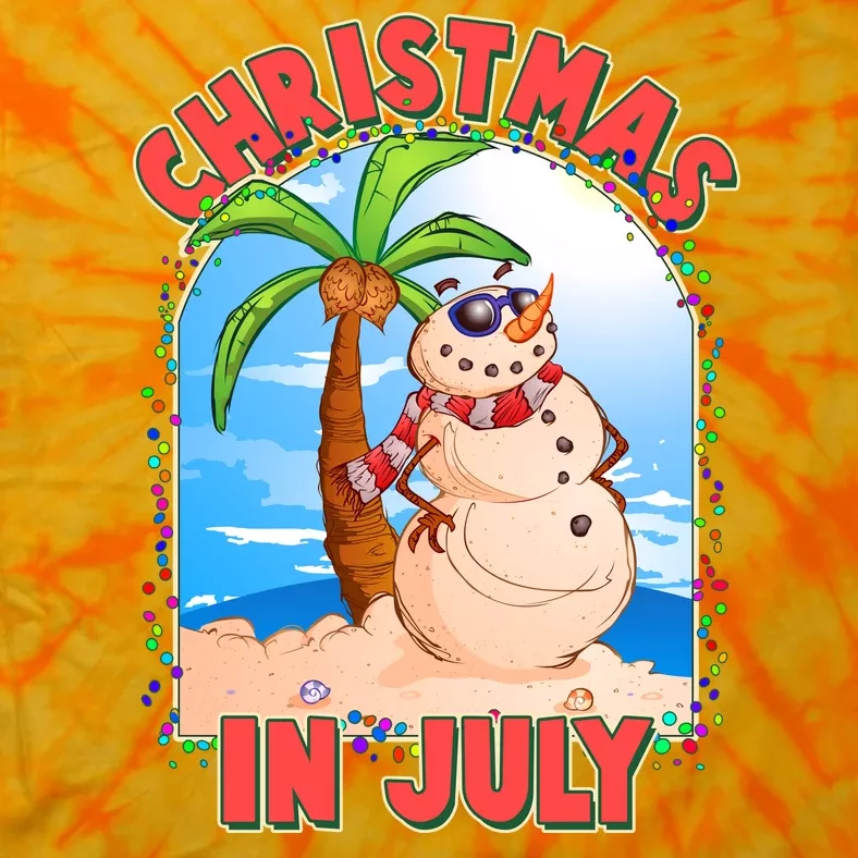 Christmas In July Beach Sand Snowman Tie-Dye T-Shirt