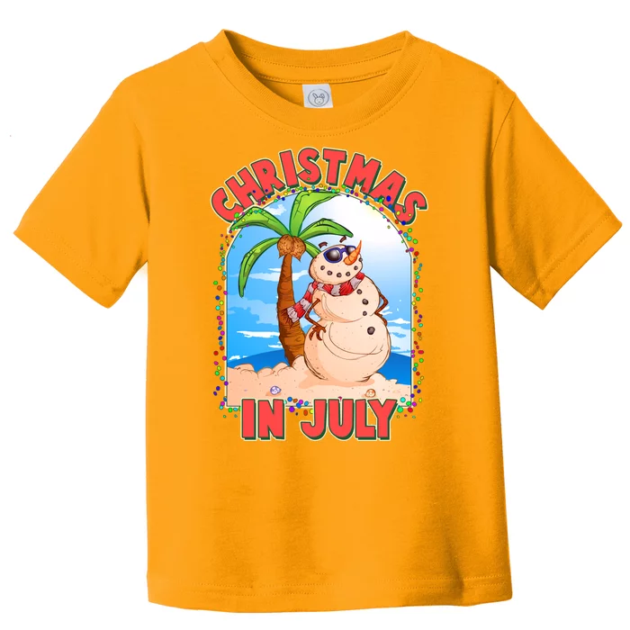 Christmas In July Beach Sand Snowman Toddler T-Shirt