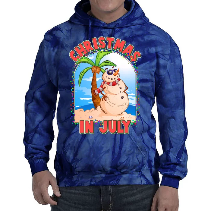 Christmas In July Beach Sand Snowman Tie Dye Hoodie