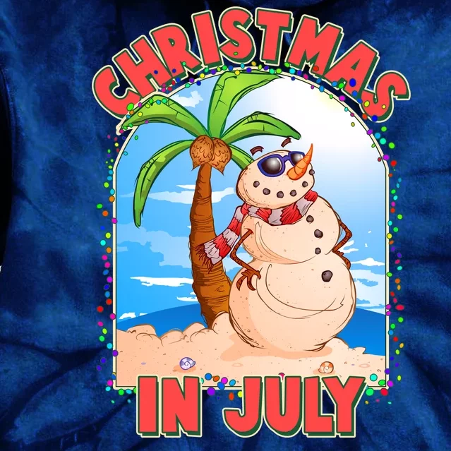 Christmas In July Beach Sand Snowman Tie Dye Hoodie