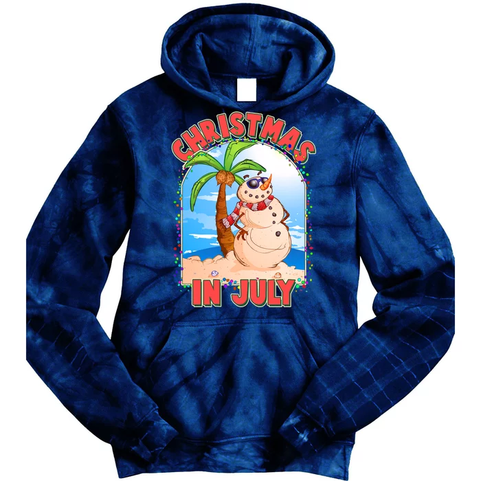 Christmas In July Beach Sand Snowman Tie Dye Hoodie