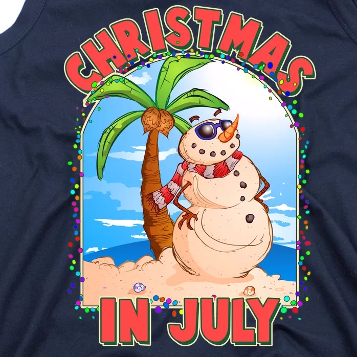 Christmas In July Beach Sand Snowman Tank Top