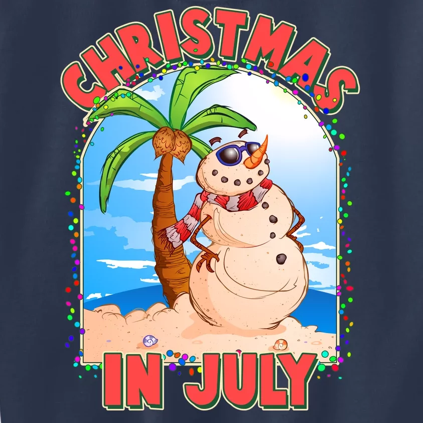 Christmas In July Beach Sand Snowman Kids Sweatshirt