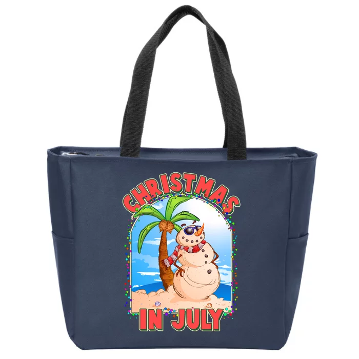 Christmas In July Beach Sand Snowman Zip Tote Bag