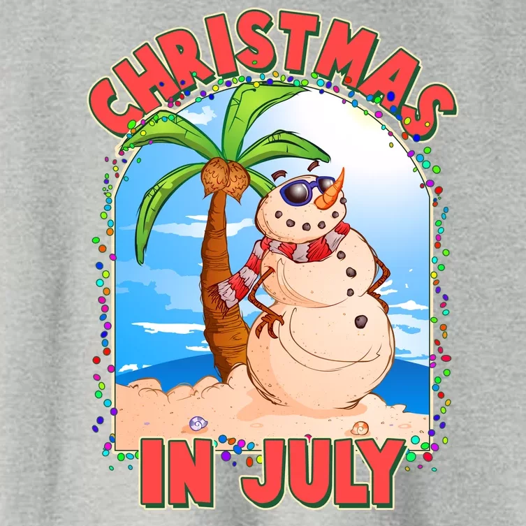 Christmas In July Beach Sand Snowman Women's Crop Top Tee