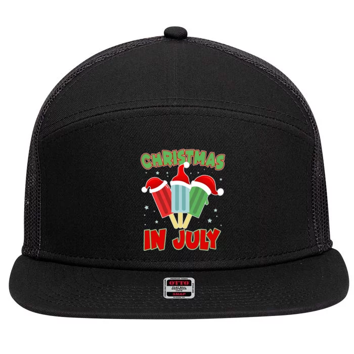 Christmas In July Festive Popsicles 7 Panel Mesh Trucker Snapback Hat