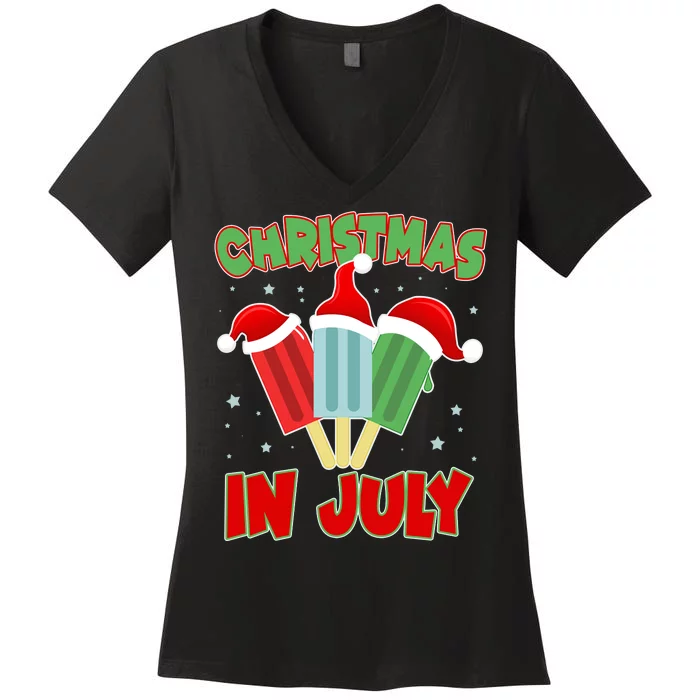 Christmas In July Festive Popsicles Women's V-Neck T-Shirt