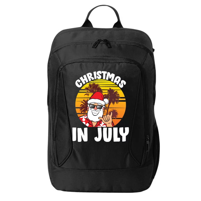 Christmas In July Retro Santa Sunset City Backpack