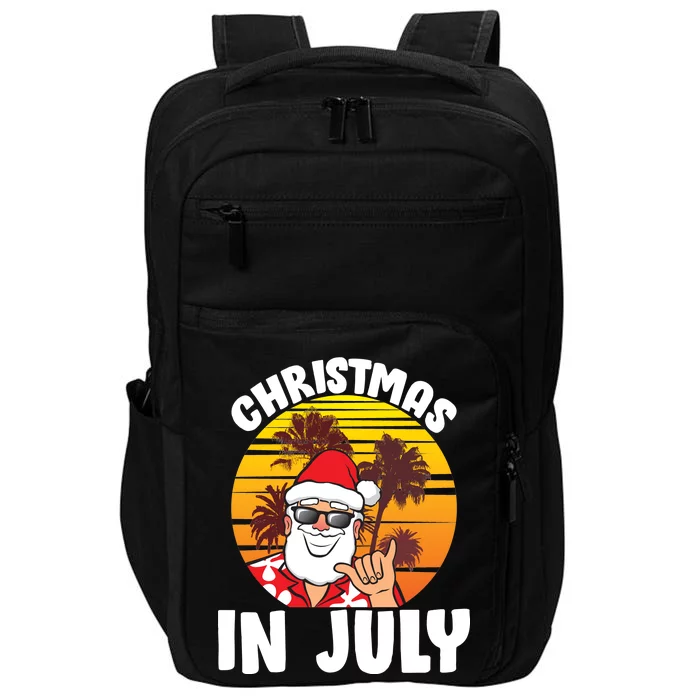 Christmas In July Retro Santa Sunset Impact Tech Backpack