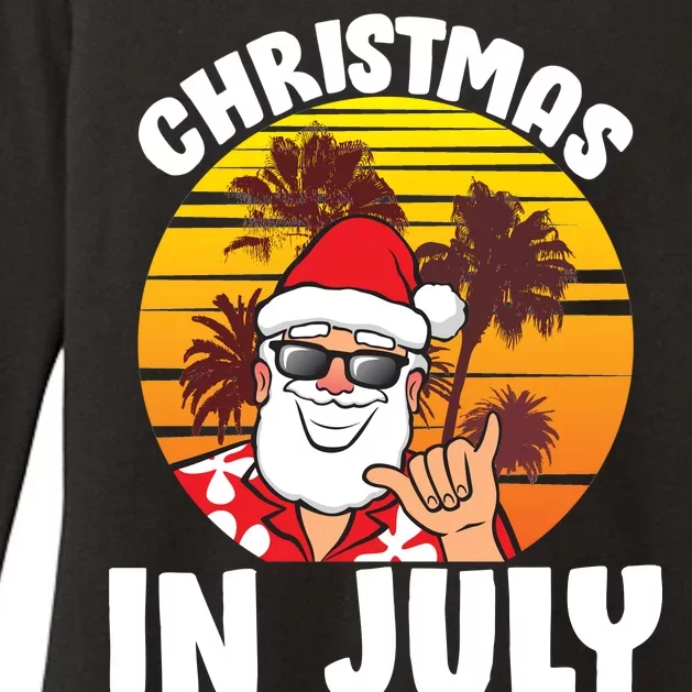 Christmas In July Retro Santa Sunset Womens CVC Long Sleeve Shirt