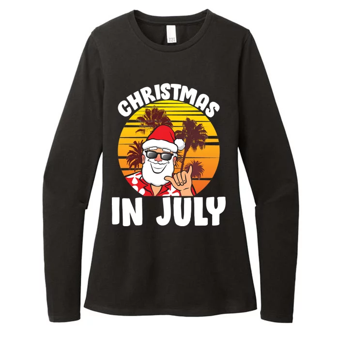 Christmas In July Retro Santa Sunset Womens CVC Long Sleeve Shirt