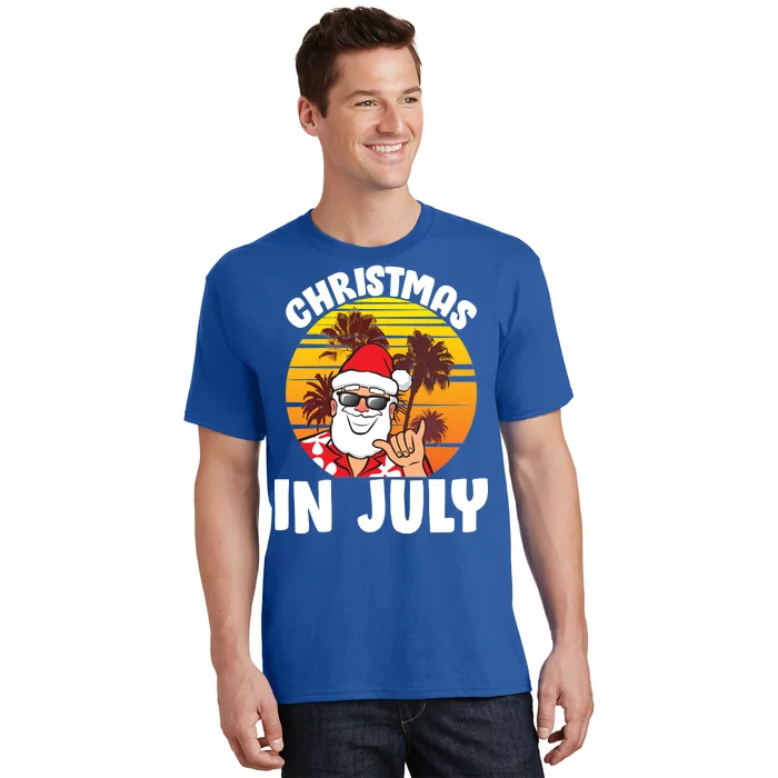 Christmas In July Retro Santa Sunset T-Shirt