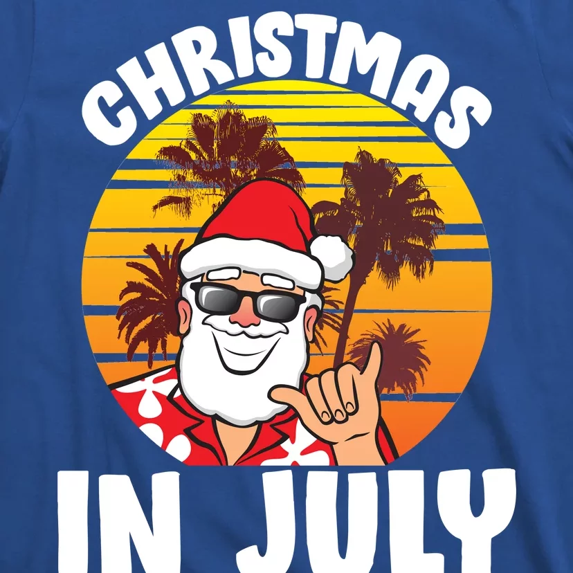 Christmas In July Retro Santa Sunset T-Shirt