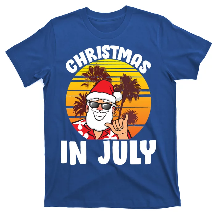 Christmas In July Retro Santa Sunset T-Shirt