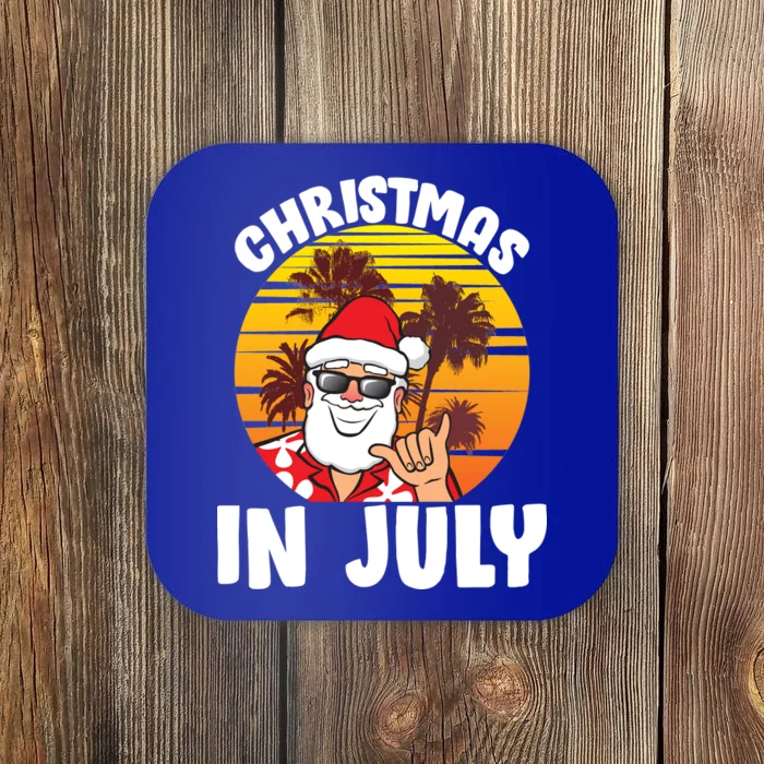 Christmas In July Retro Santa Sunset Coaster