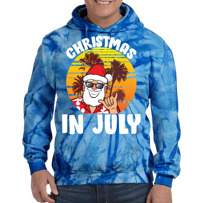 Christmas In July Retro Santa Sunset Tie Dye Hoodie