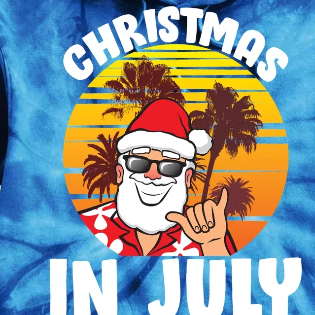 Christmas In July Retro Santa Sunset Tie Dye Hoodie