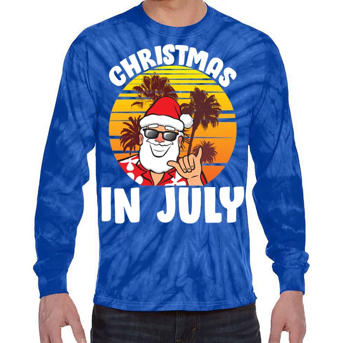 Christmas In July Retro Santa Sunset Tie-Dye Long Sleeve Shirt