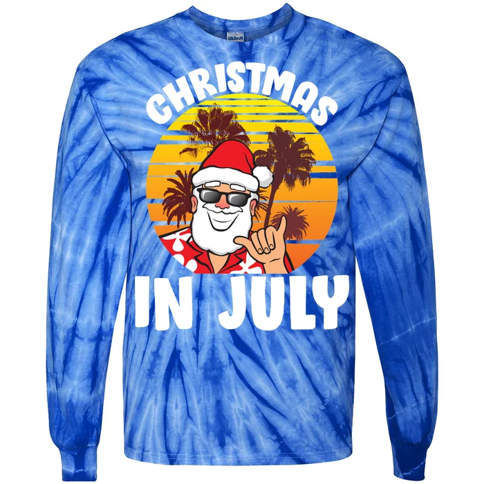 Christmas In July Retro Santa Sunset Tie-Dye Long Sleeve Shirt