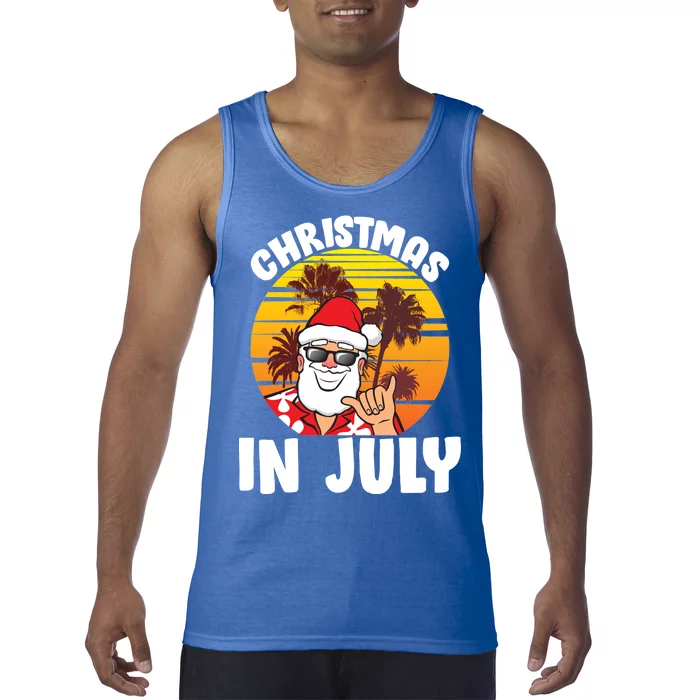 Christmas In July Retro Santa Sunset Tank Top