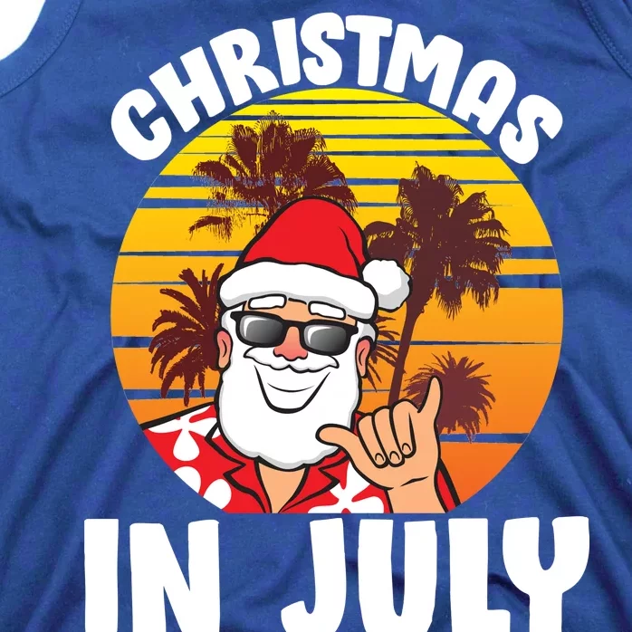 Christmas In July Retro Santa Sunset Tank Top