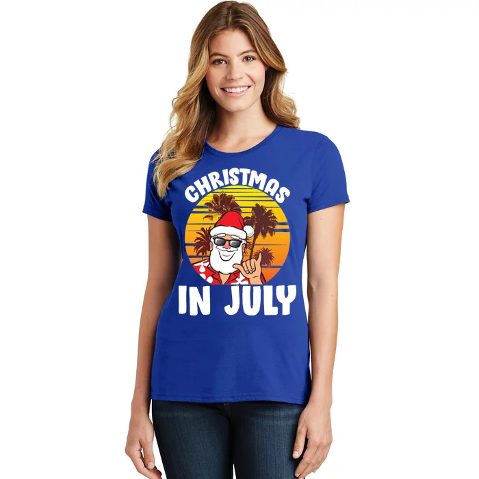 Christmas In July Retro Santa Sunset Women's T-Shirt