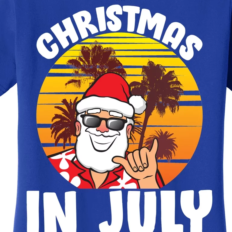 Christmas In July Retro Santa Sunset Women's T-Shirt