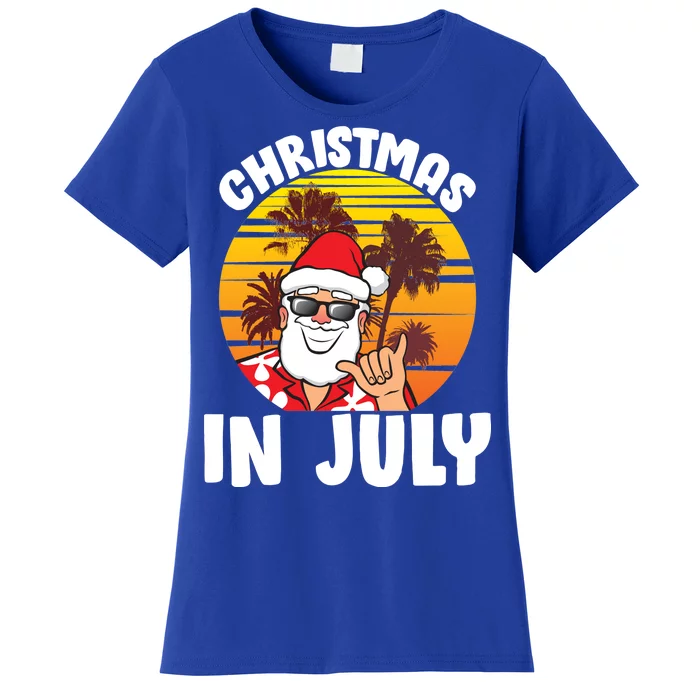 Christmas In July Retro Santa Sunset Women's T-Shirt