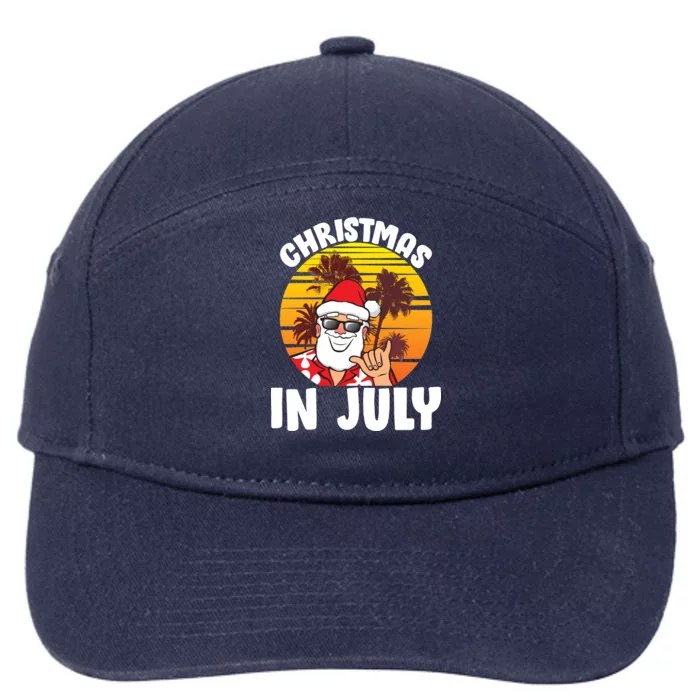 Christmas In July Retro Santa Sunset 7-Panel Snapback Hat