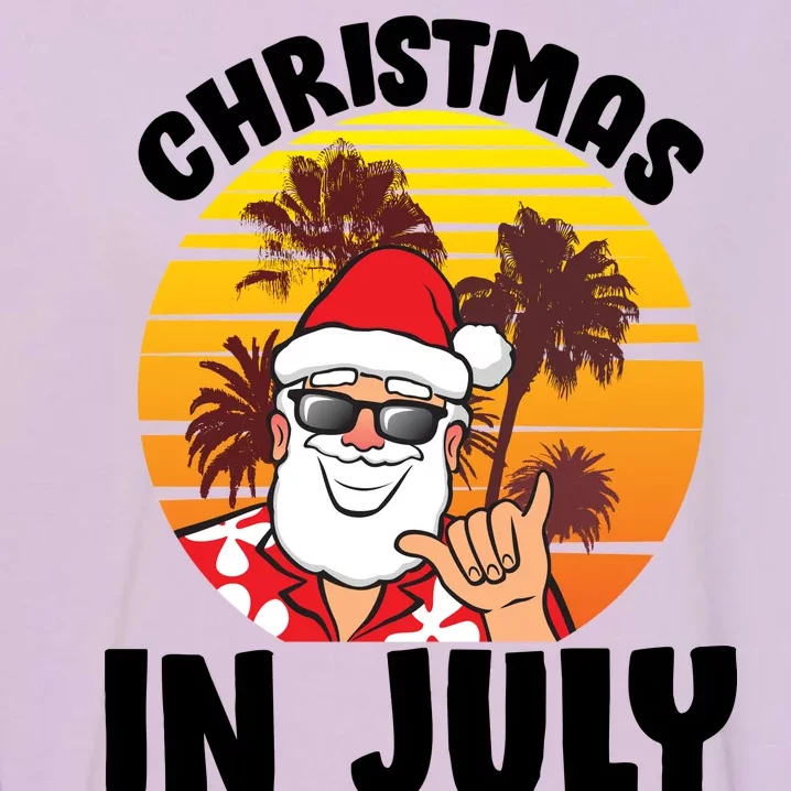 Christmas In July Retro Santa Sunset Garment-Dyed Sweatshirt