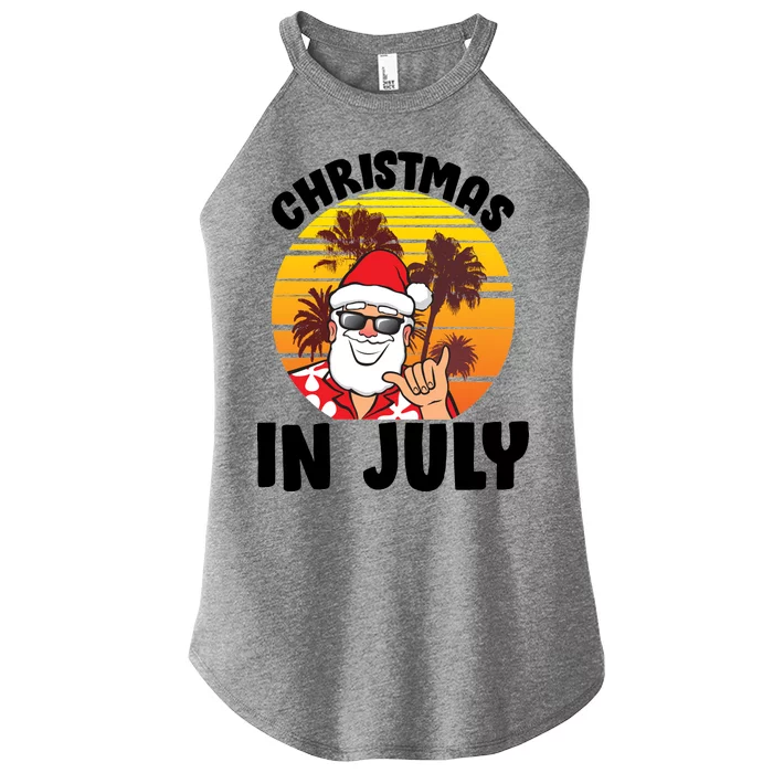 Christmas In July Retro Santa Sunset Women’s Perfect Tri Rocker Tank