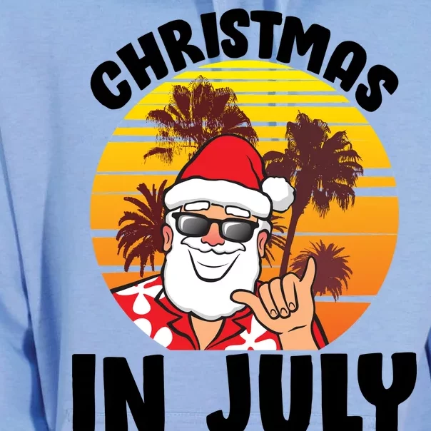 Christmas In July Retro Santa Sunset Unisex Surf Hoodie