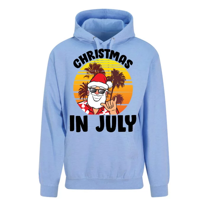 Christmas In July Retro Santa Sunset Unisex Surf Hoodie