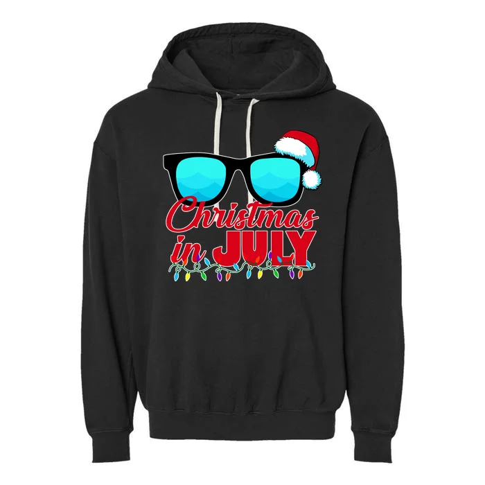 Christmas in July Santa Shades Garment-Dyed Fleece Hoodie