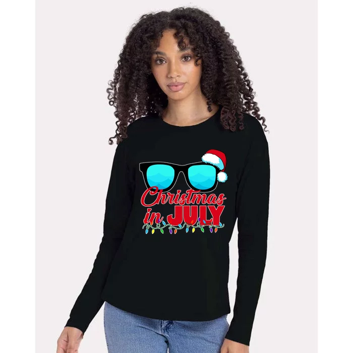 Christmas in July Santa Shades Womens Cotton Relaxed Long Sleeve T-Shirt