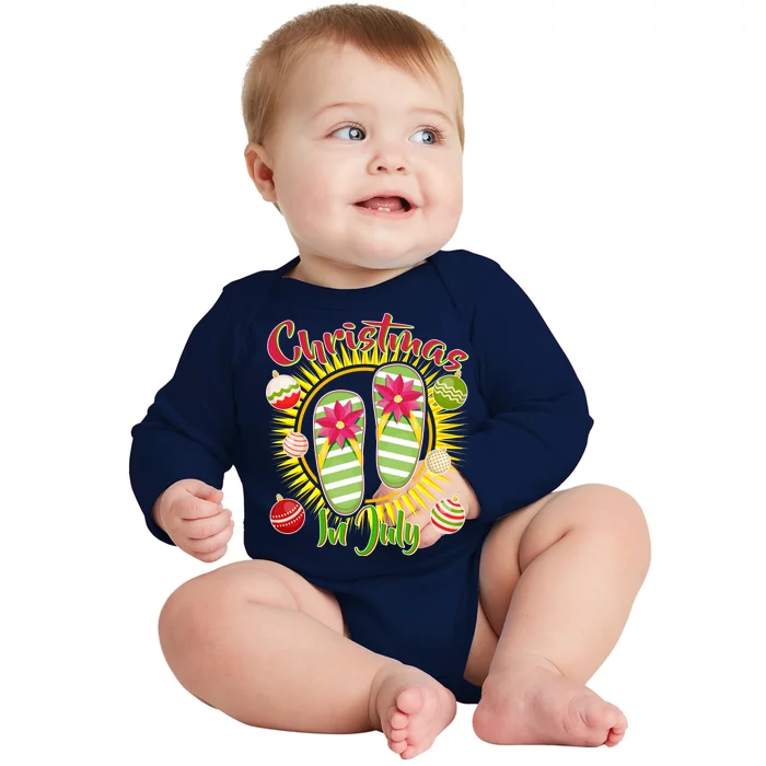 Christmas In July Summer Flip Flops Baby Long Sleeve Bodysuit