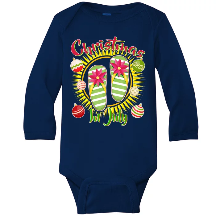 Christmas In July Summer Flip Flops Baby Long Sleeve Bodysuit