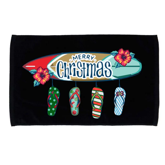 Christmas In July Surf Board Flip Flops Microfiber Hand Towel