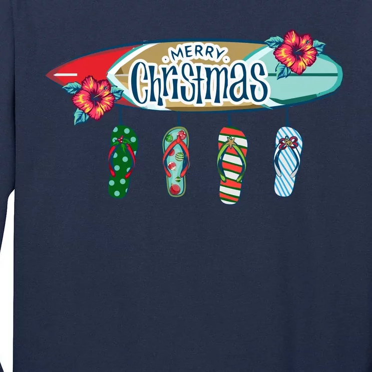 Christmas In July Surf Board Flip Flops Tall Long Sleeve T-Shirt