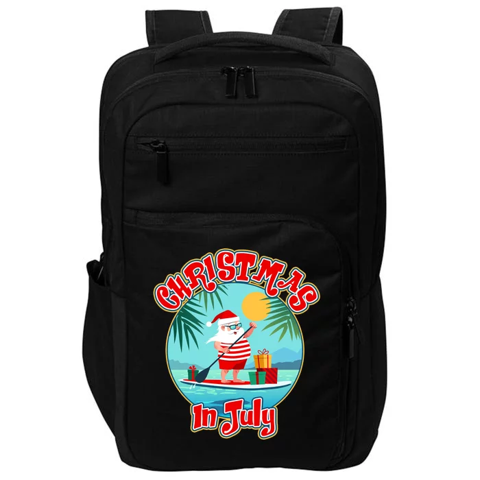 Christmas In July Surfer Santa Claus Impact Tech Backpack