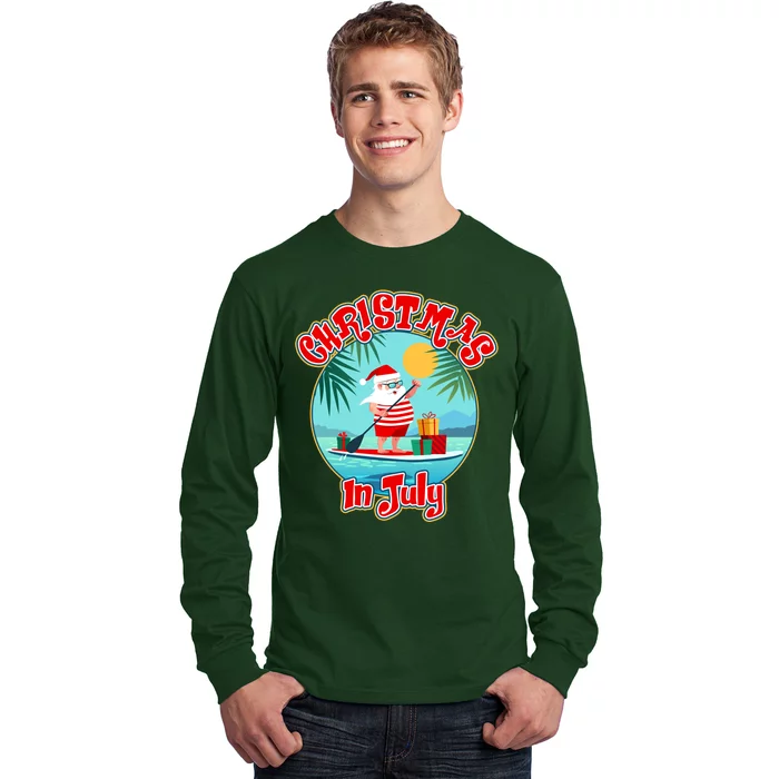 Christmas In July Surfer Santa Claus Long Sleeve Shirt