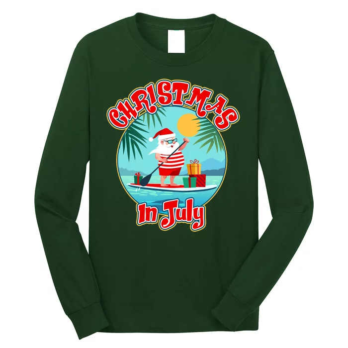 Christmas In July Surfer Santa Claus Long Sleeve Shirt