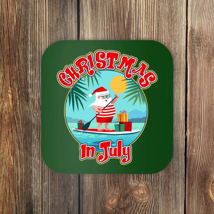 Christmas In July Surfer Santa Claus Coaster