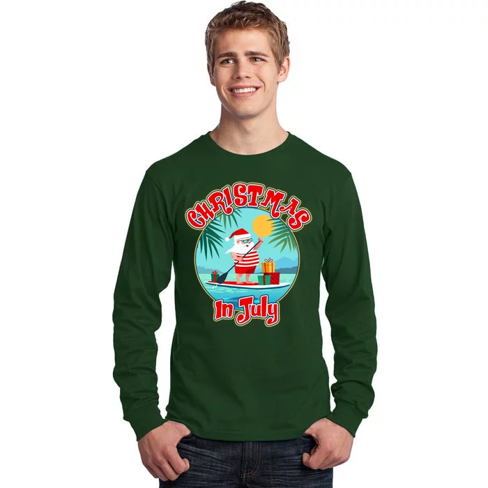 Christmas In July Surfer Santa Claus Tall Long Sleeve T-Shirt