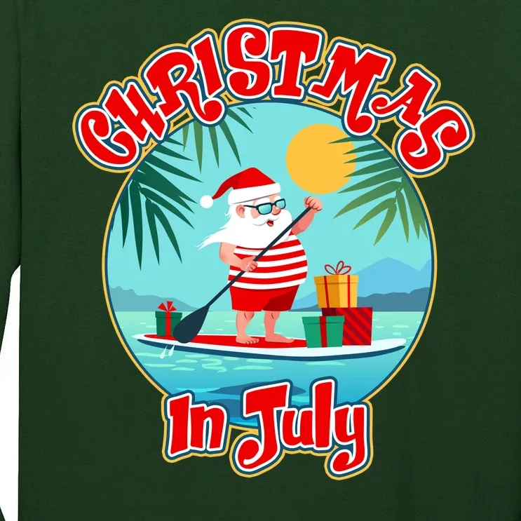 Christmas In July Surfer Santa Claus Tall Long Sleeve T-Shirt