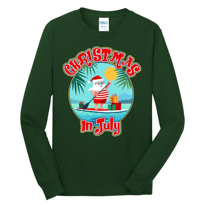 Christmas In July Surfer Santa Claus Tall Long Sleeve T-Shirt