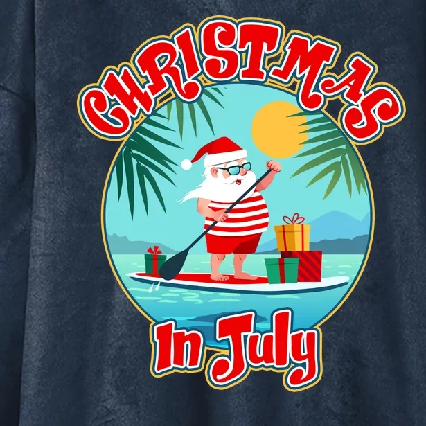 Christmas In July Surfer Santa Claus Hooded Wearable Blanket