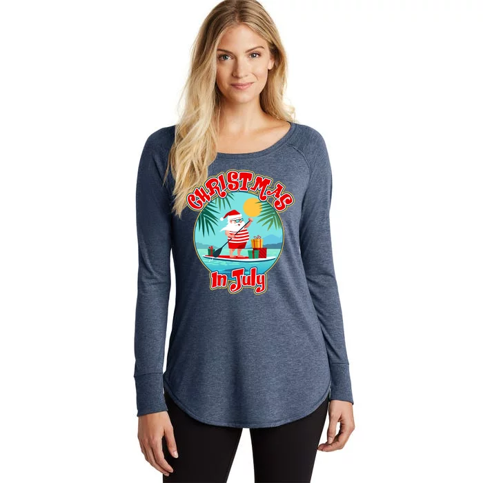 Christmas In July Surfer Santa Claus Women's Perfect Tri Tunic Long Sleeve Shirt