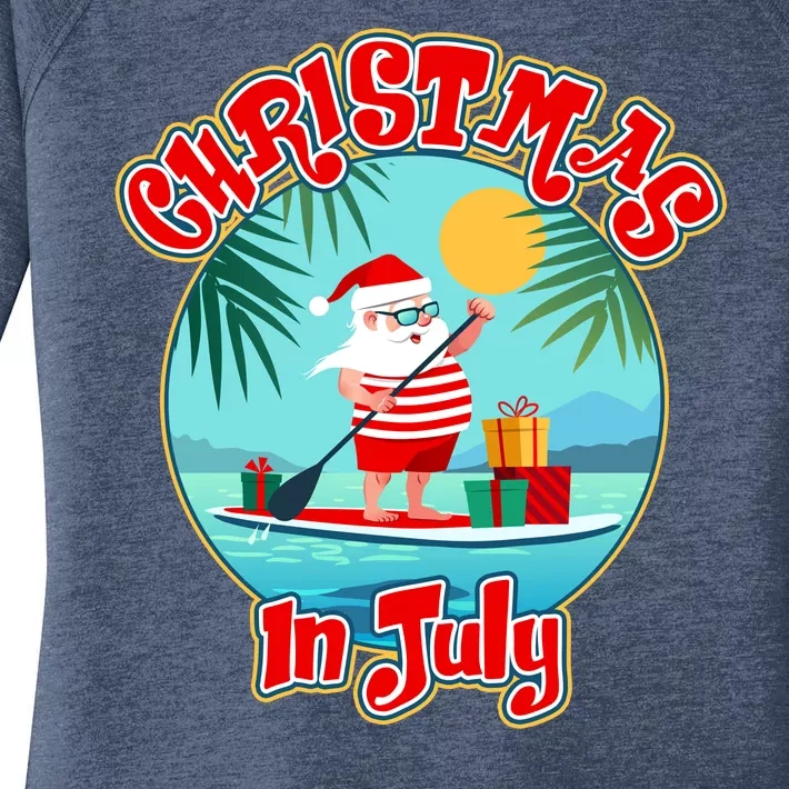 Christmas In July Surfer Santa Claus Women's Perfect Tri Tunic Long Sleeve Shirt