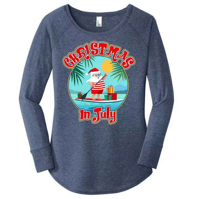 Christmas In July Surfer Santa Claus Women's Perfect Tri Tunic Long Sleeve Shirt